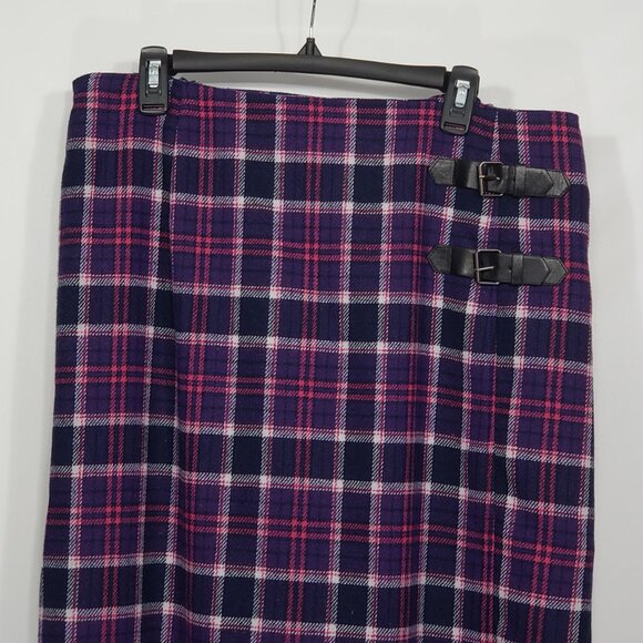 NWT Jessica London Purple Plaid Wool Blend Pencil Skirt Sz 16 Office Academia - Picture 5 of 5